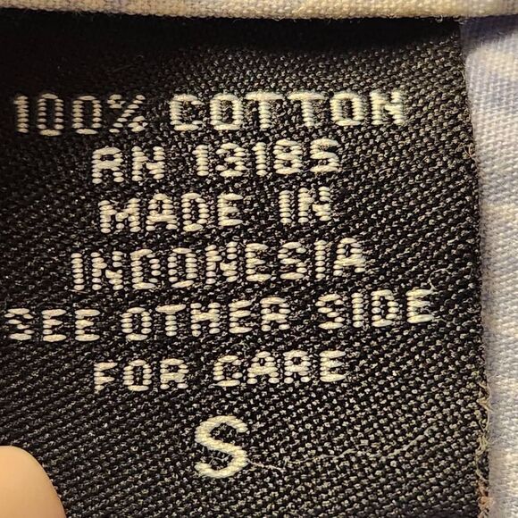 Pierre Cardin cotton button front short sleeve blue leaf paid print small - Picture 5 of 6